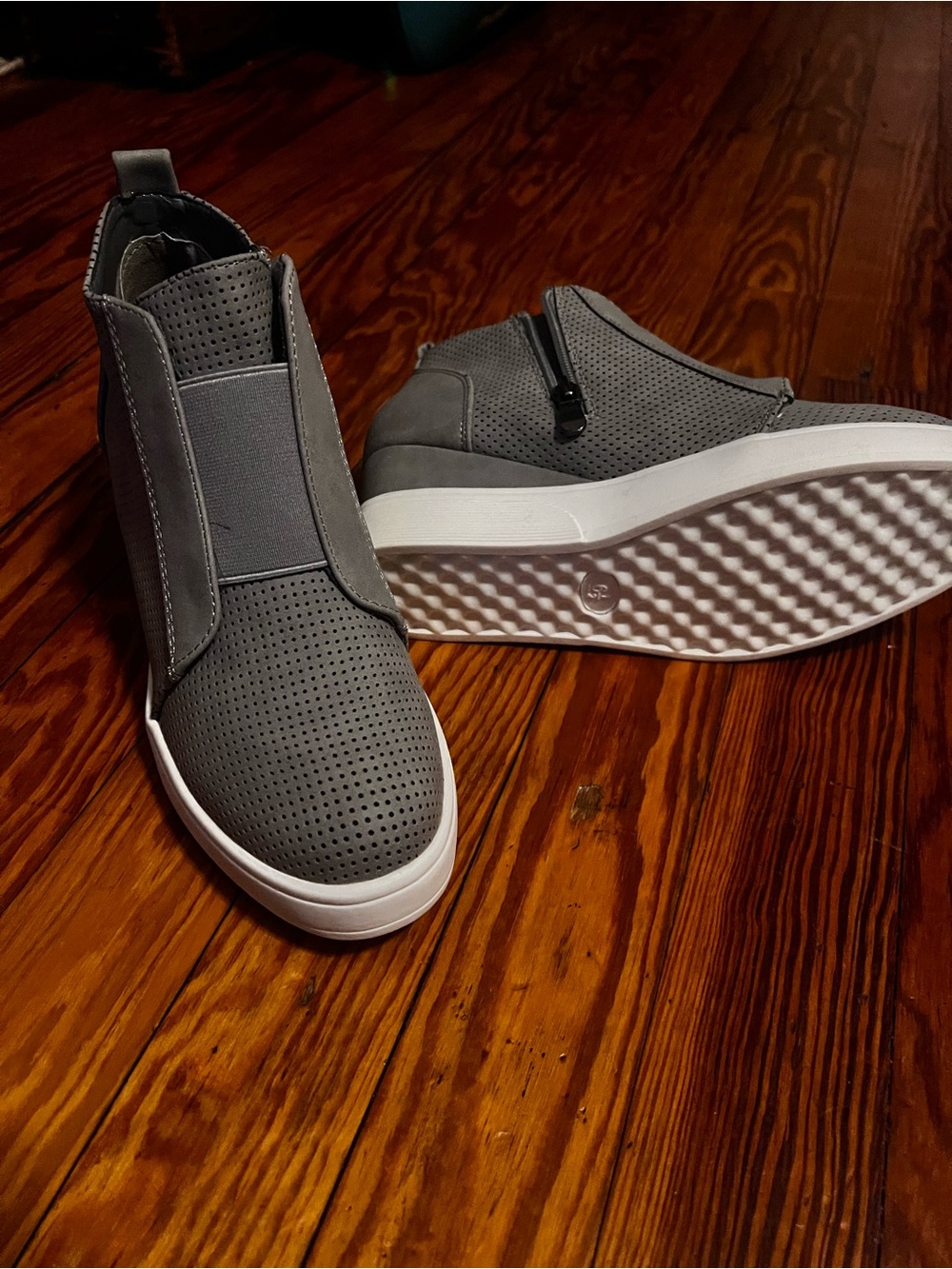 Women's Grey Wedged Heel Sneaker Boot
